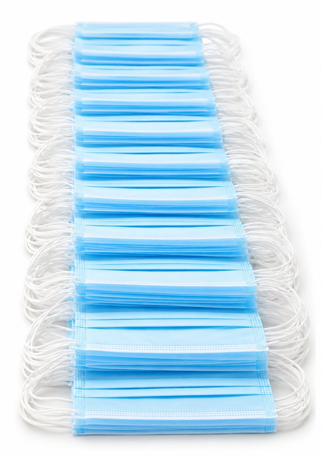 Daily-use masks in rows ready for packing