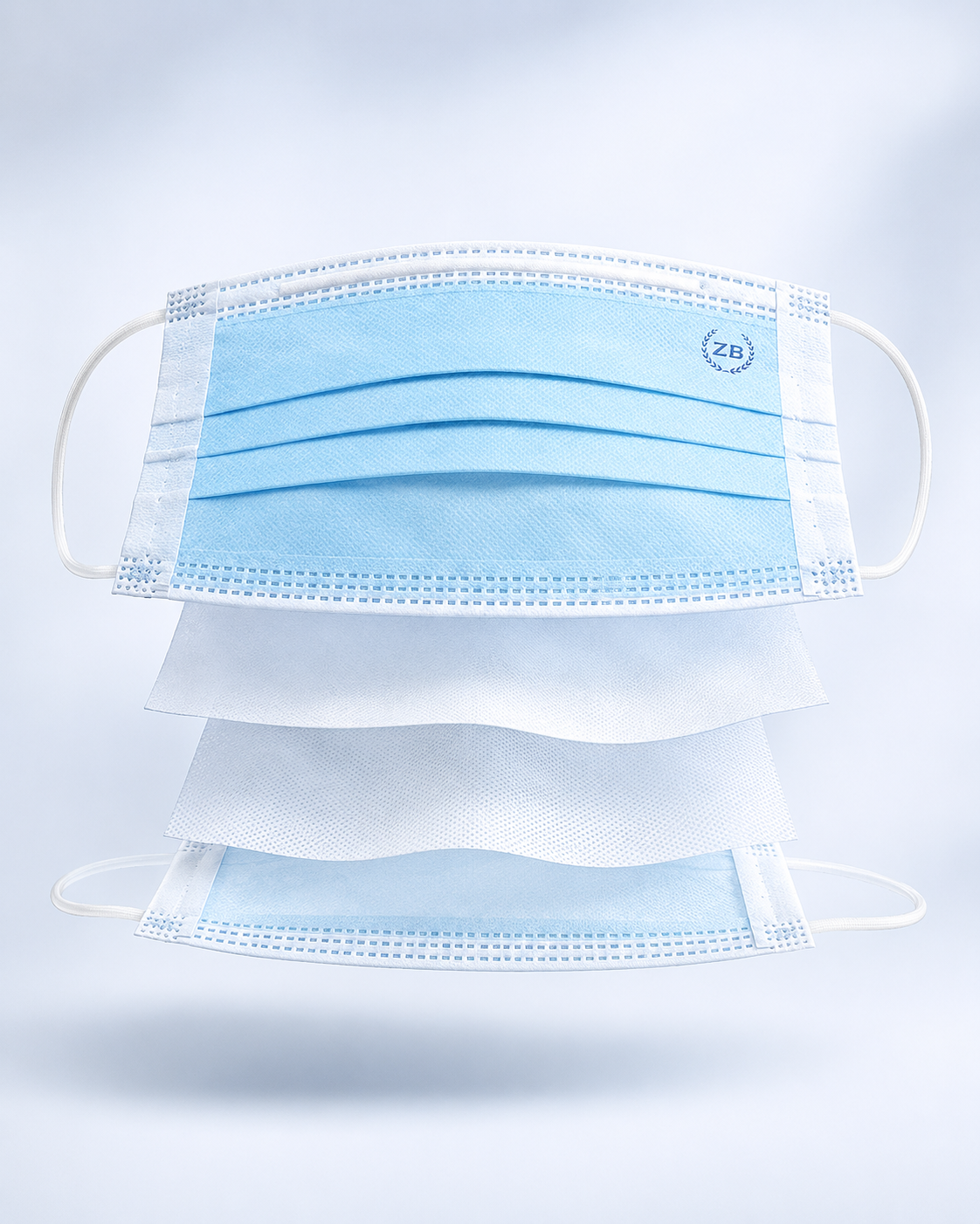 ZB three-layer blue face mask